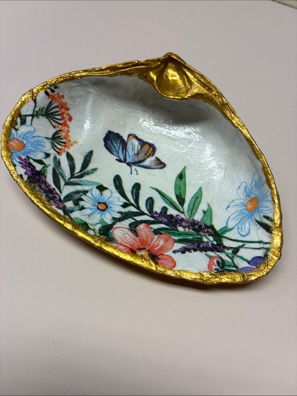 Butterfly Pollinator Garden Shell Trinket Dish Decor